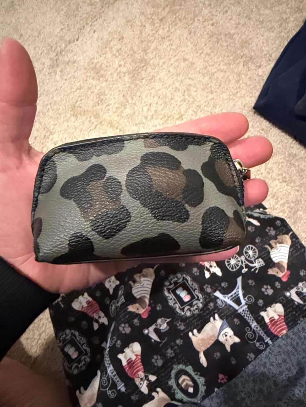 Coach Brown and Black Leopard Print Zip Coin Pouch - Picture 3 of 7